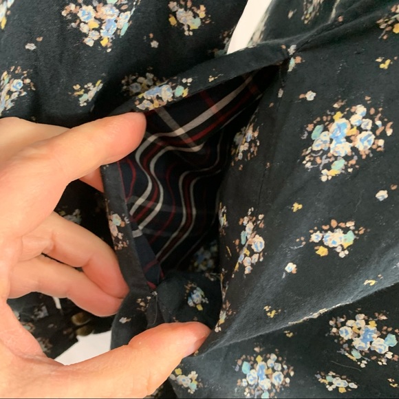 Retro vintage style floral coat with plaid lining - Picture 5 of 16